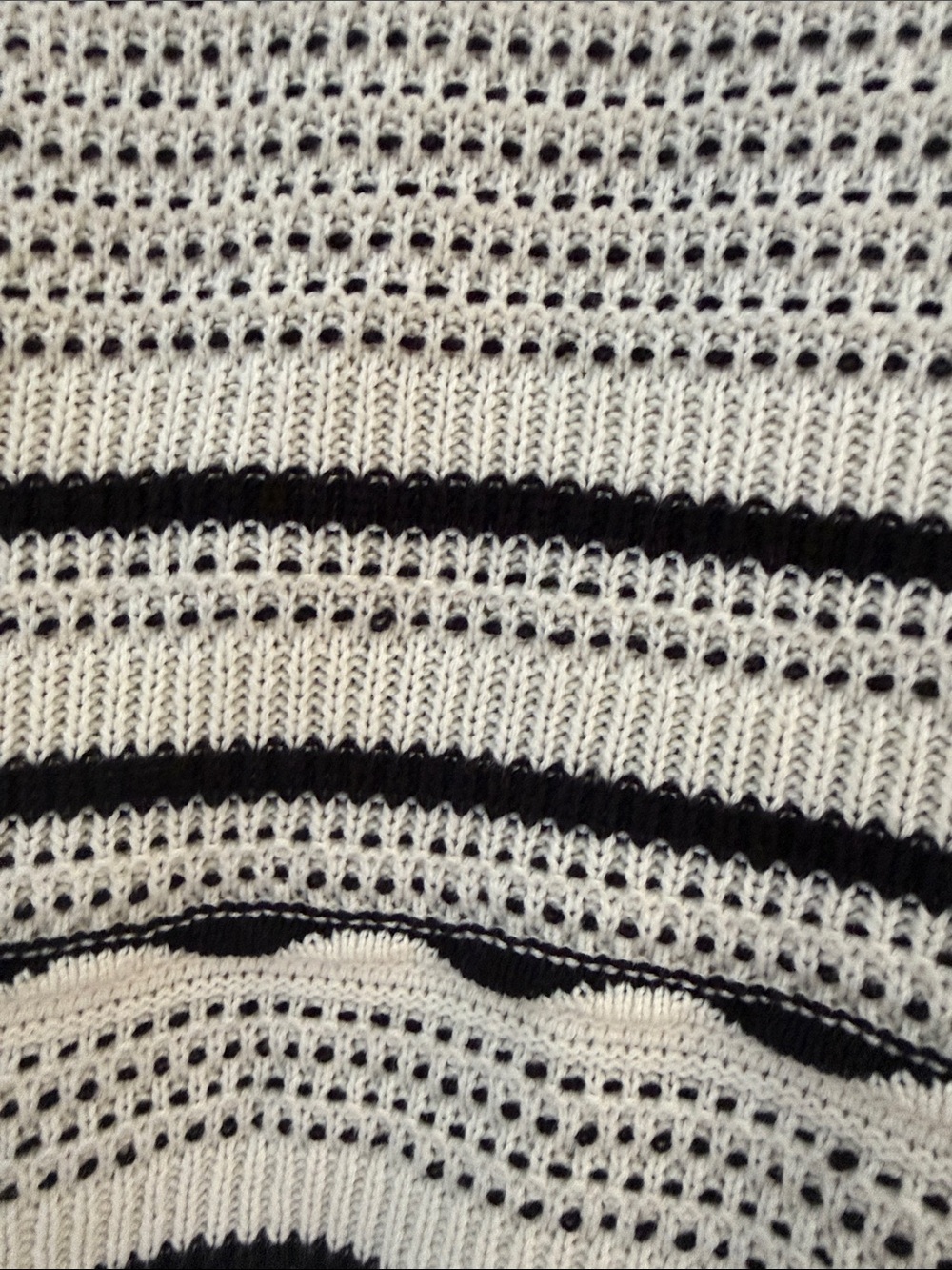 Design365 flutter sleeve Cream and Black Striped Open-Knit Crew Sweater - Picture 4 of 7